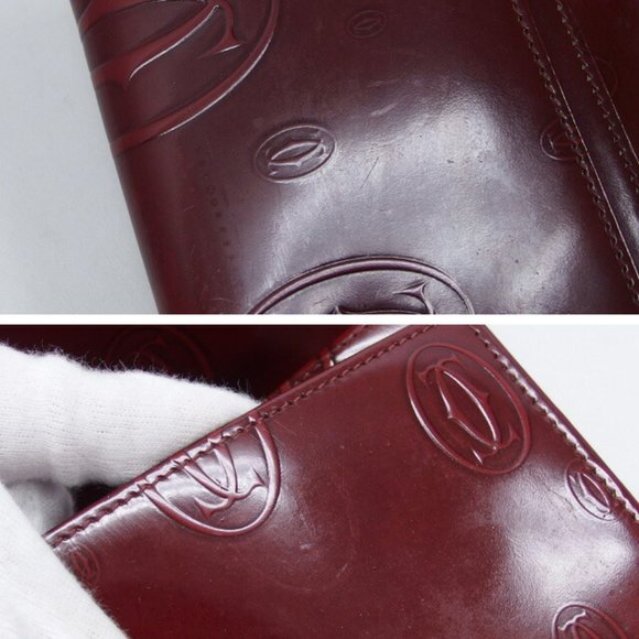 CARTIER Happy Birthday Bifold Long Wallet Bordeaux [Deep Red] - Picture 7 of 10